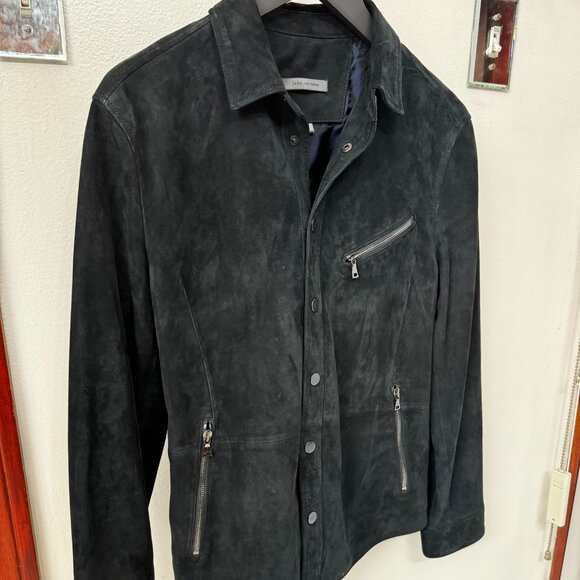 JOHN VARVATOS NAVY Kadd Suede Shirt Jacket in sz. 46 MSRP $1998